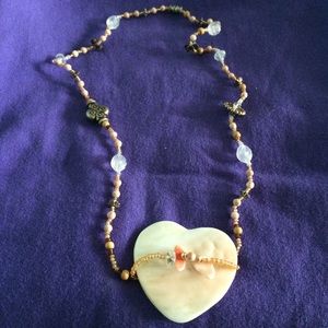 Heart shell & bead love necklace